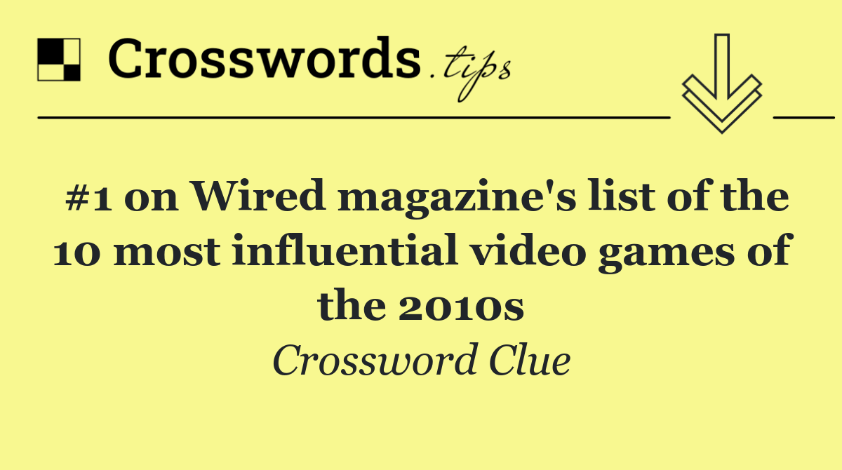 #1 on Wired magazine's list of the 10 most influential video games of the 2010s