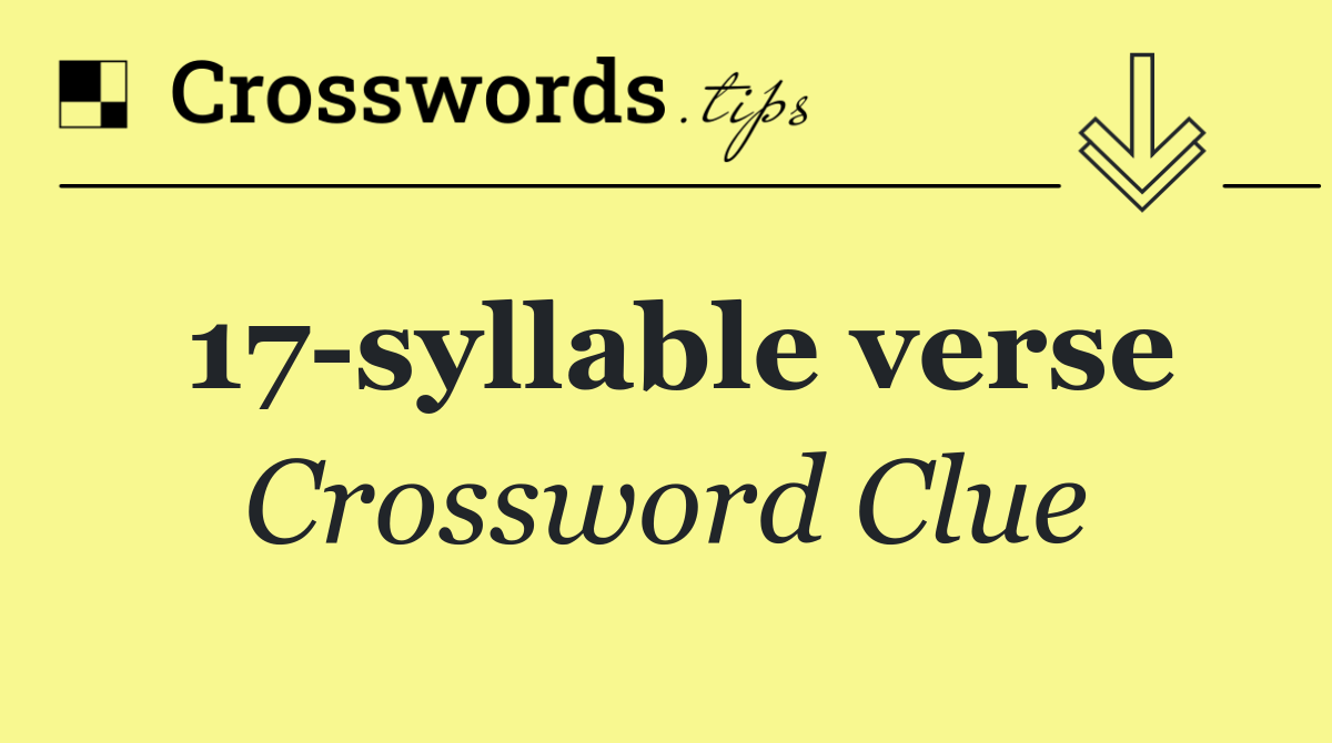 17 syllable verse