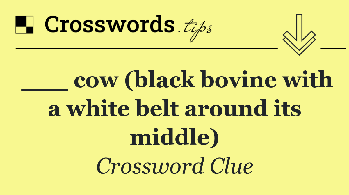 ___ cow (black bovine with a white belt around its middle)