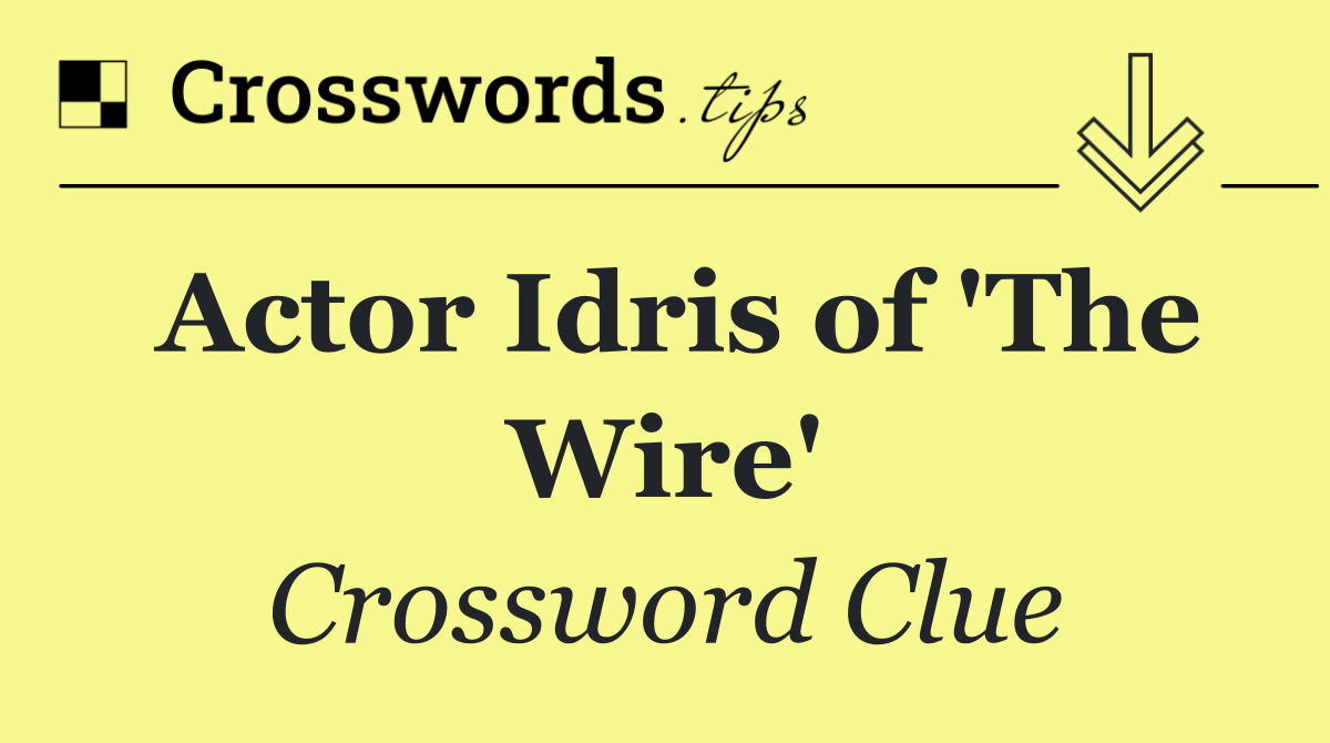 Actor Idris of 'The Wire'