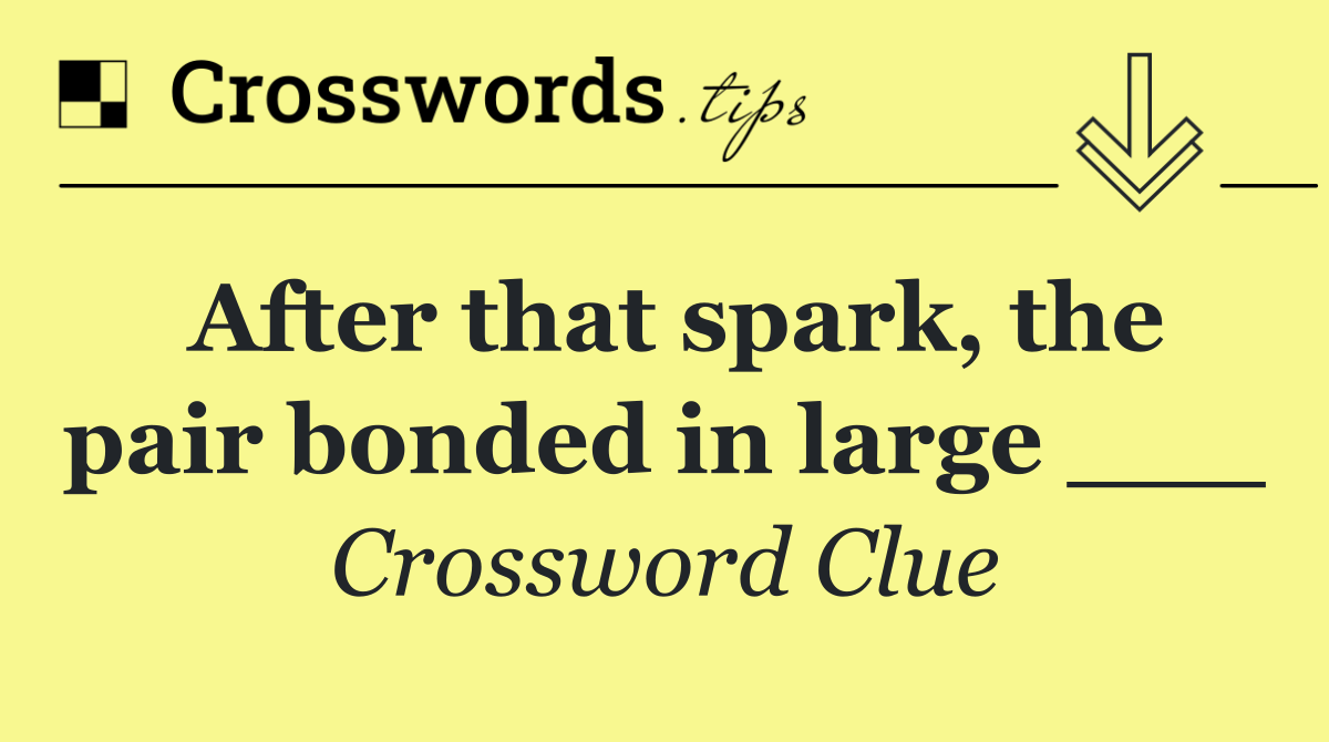 After that spark, the pair bonded in large ___