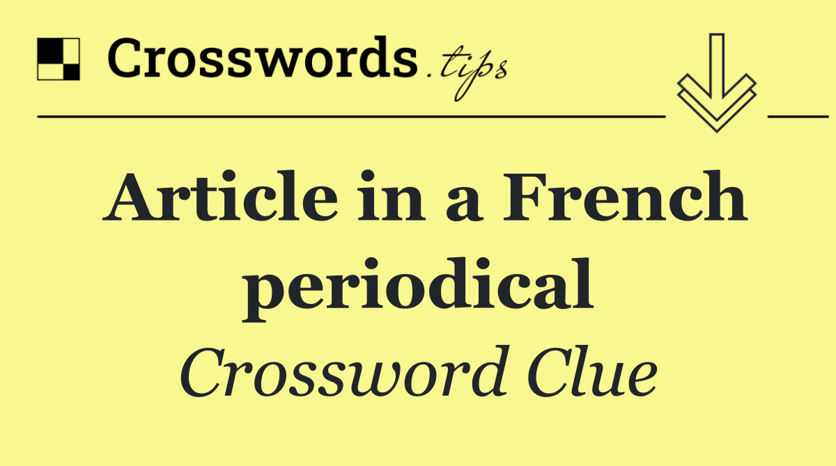Article in a French periodical