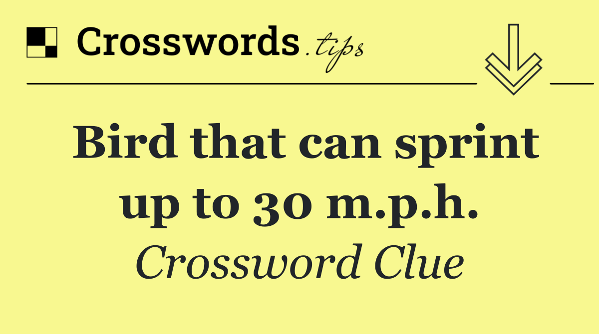 Bird that can sprint up to 30 m.p.h.