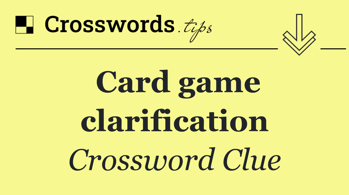 Card game clarification