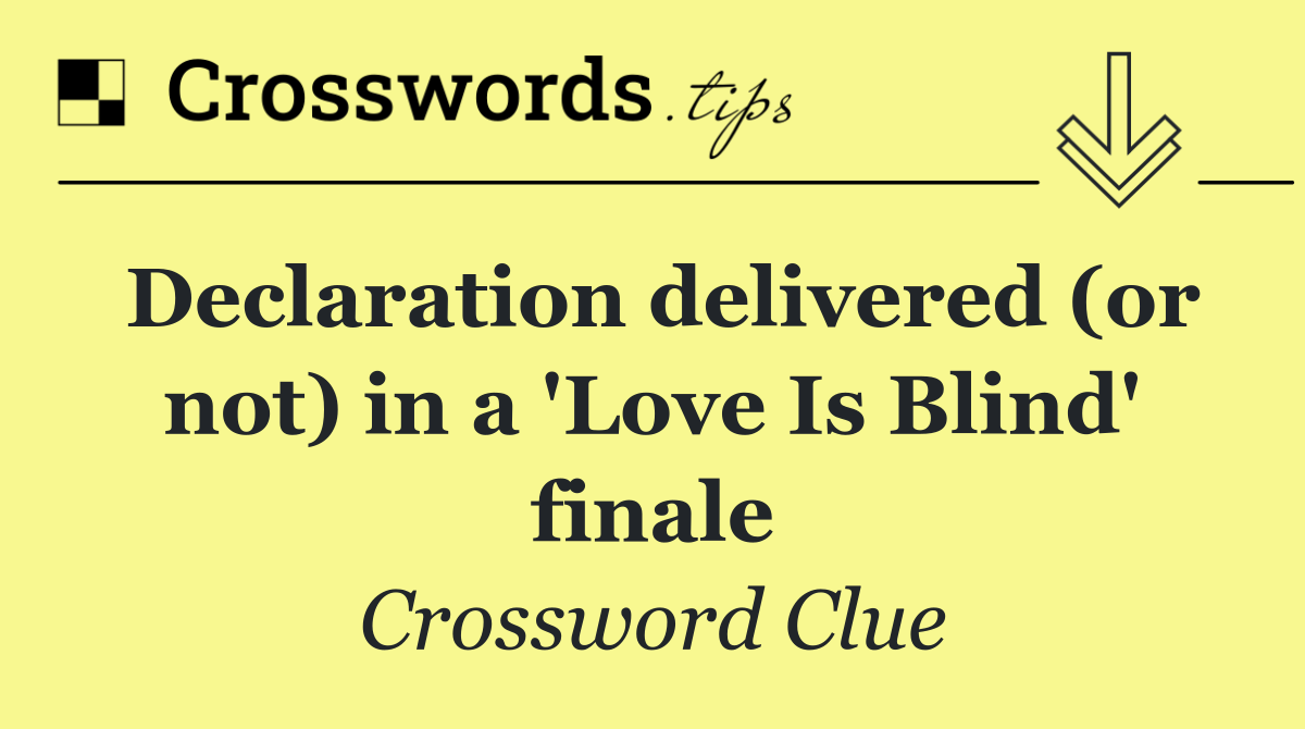 Declaration delivered (or not) in a 'Love Is Blind' finale