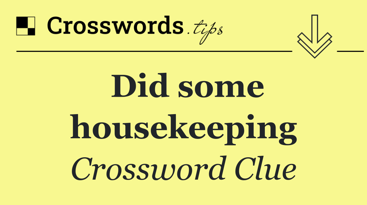Did some housekeeping