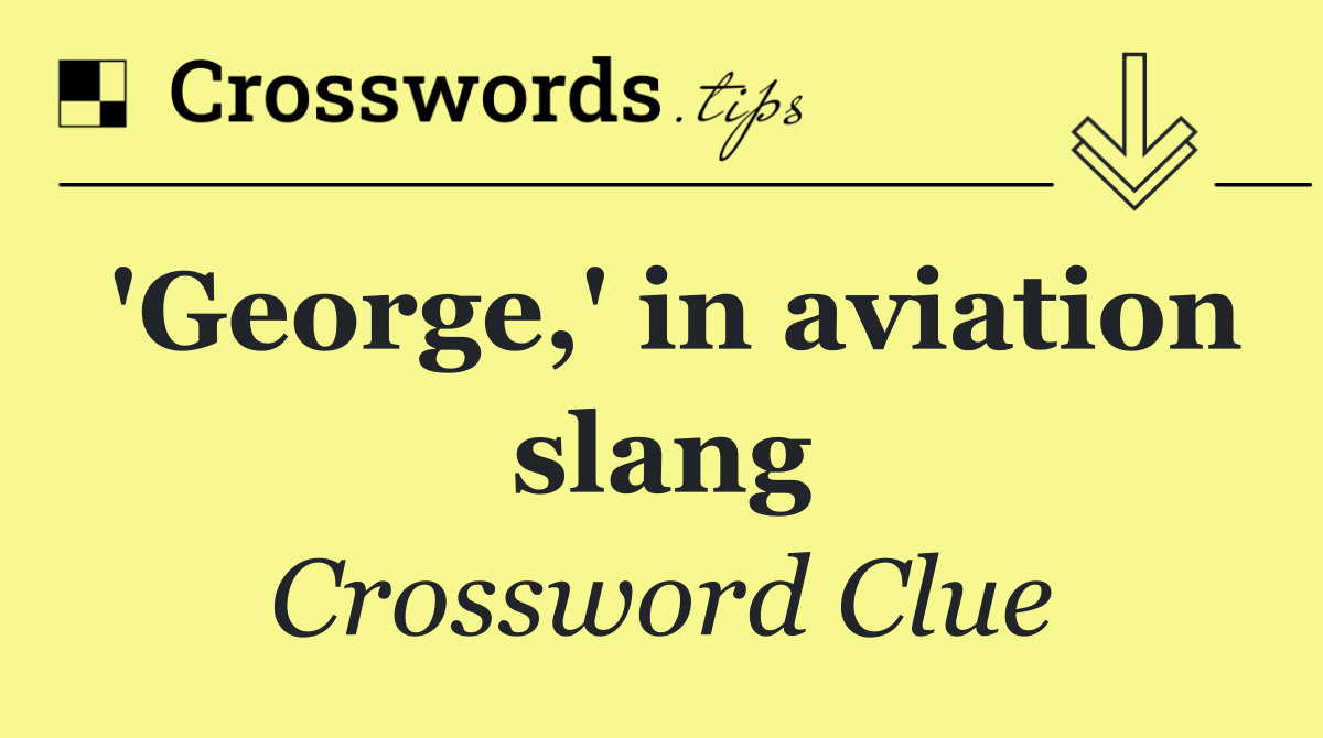 'George,' in aviation slang
