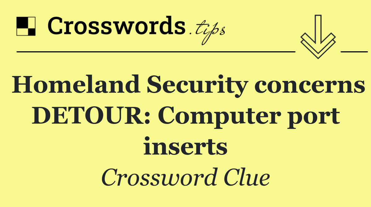 Homeland Security concerns DETOUR: Computer port inserts