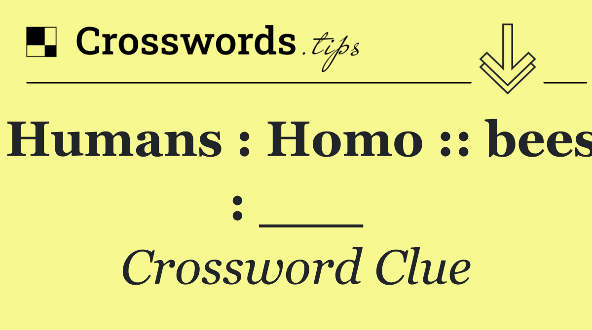 Humans : Homo :: bees : ___