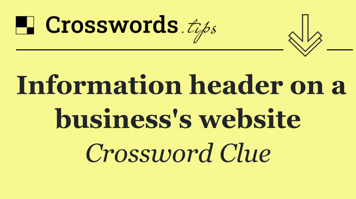 Information header on a business's website