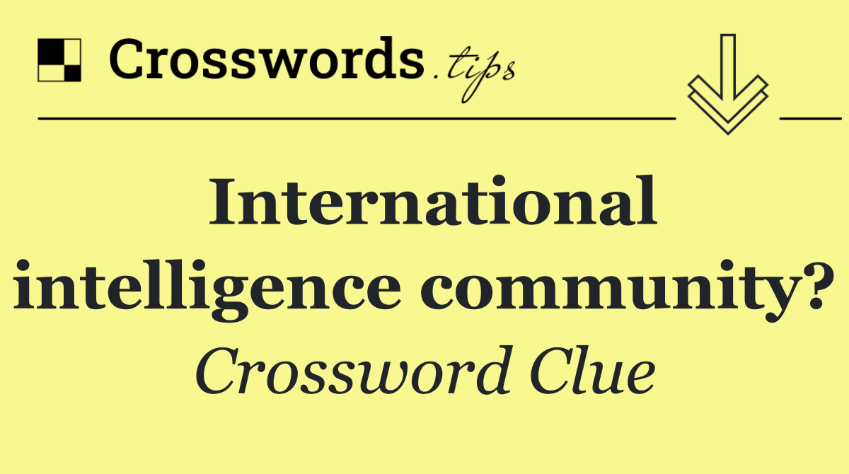 International intelligence community?
