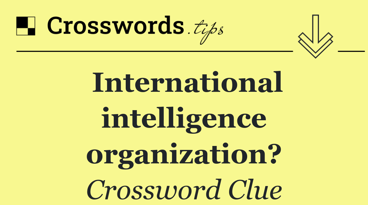 International intelligence organization?