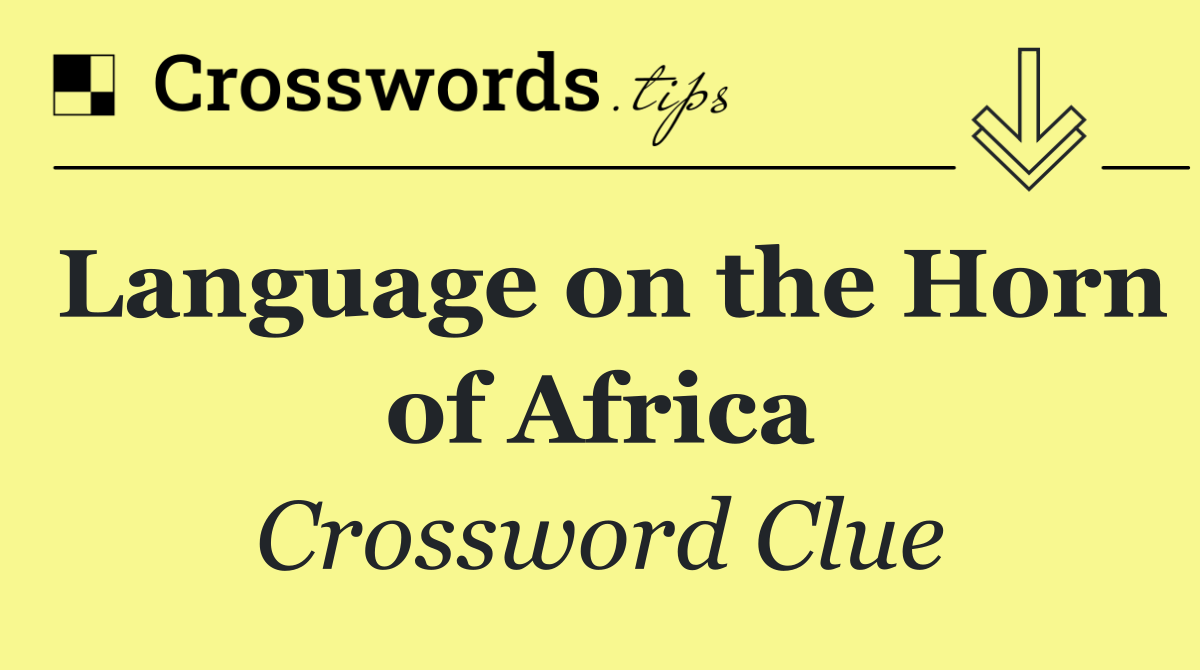 Language on the Horn of Africa