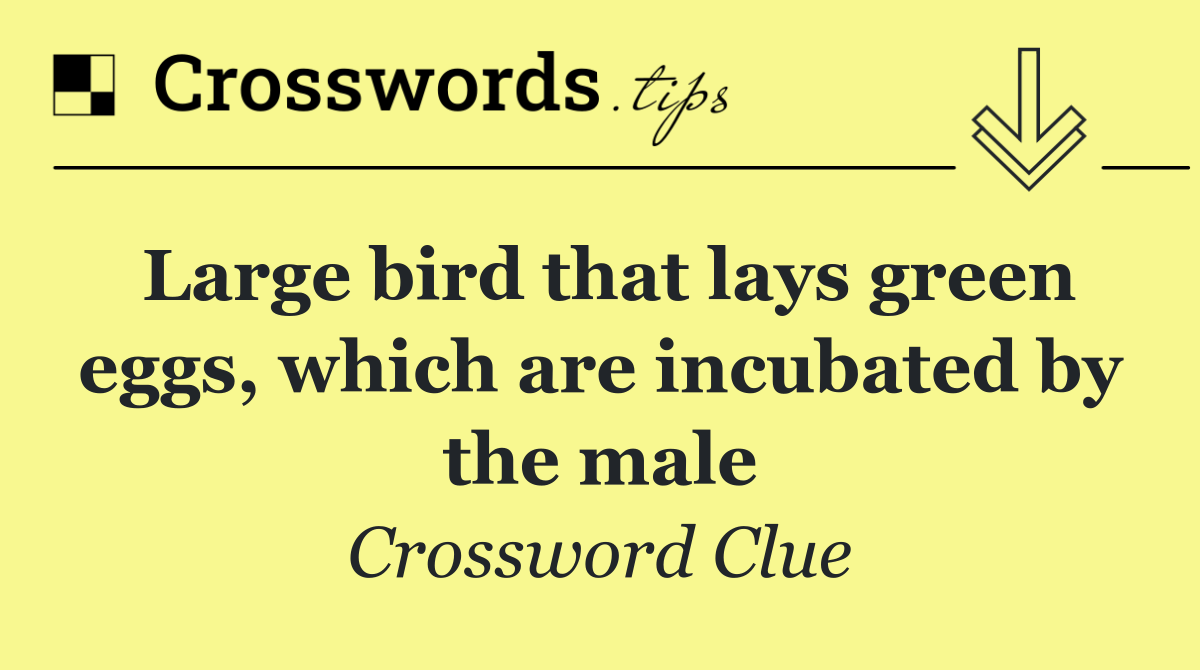 Large bird that lays green eggs, which are incubated by the male