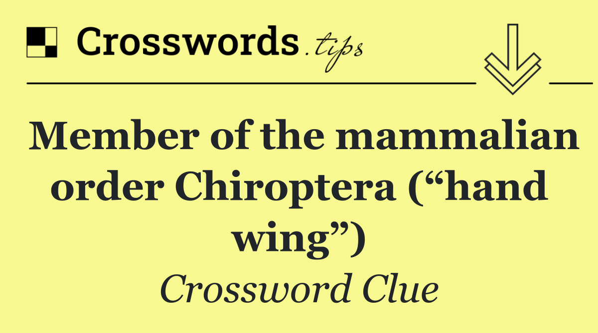 Member of the mammalian order Chiroptera (“hand wing”)