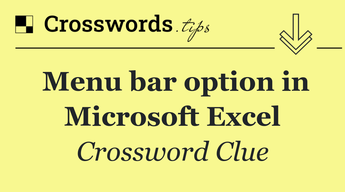Menu bar option in Microsoft Excel