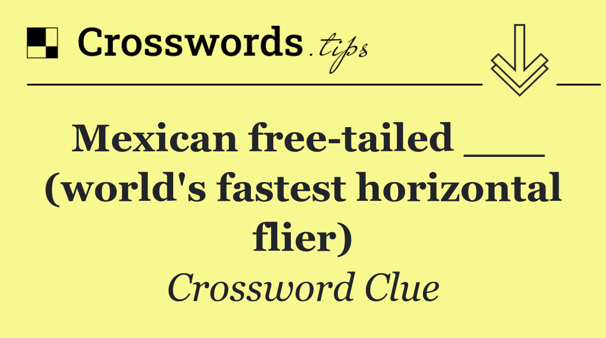 Mexican free tailed ___ (world's fastest horizontal flier)