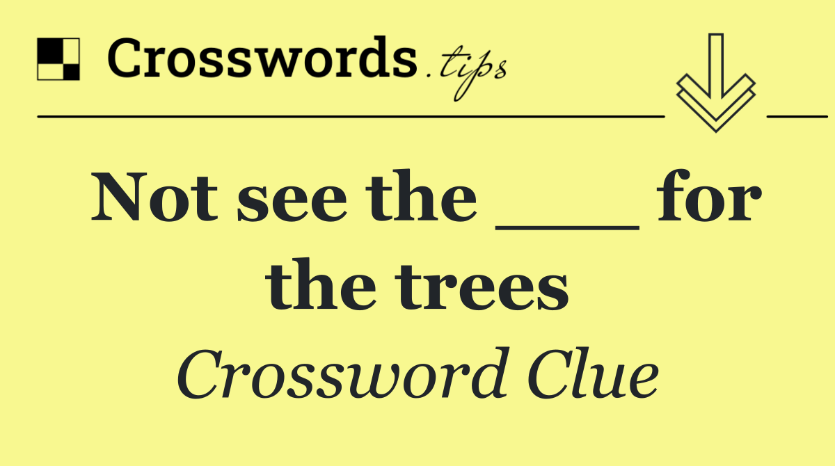 Not see the ___ for the trees