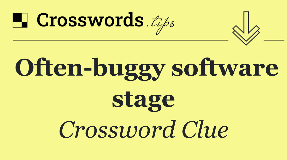 Often buggy software stage