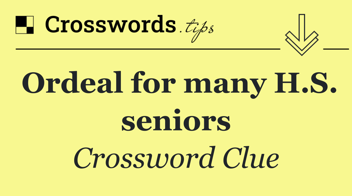 Ordeal for many H.S. seniors