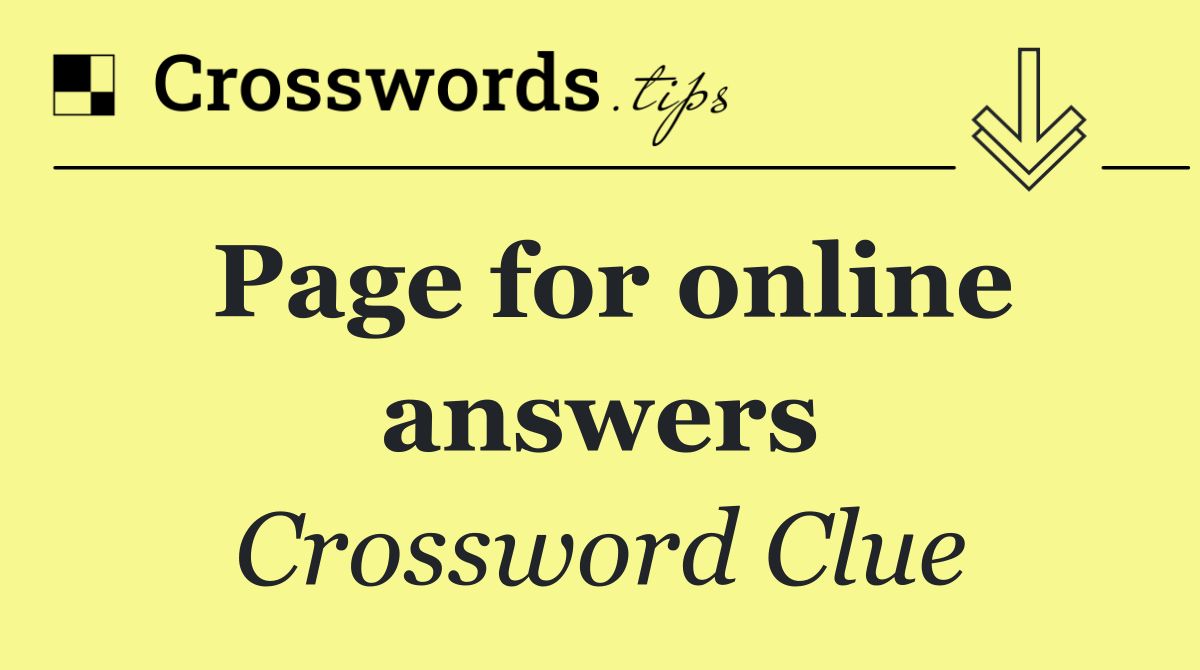 Page for online answers