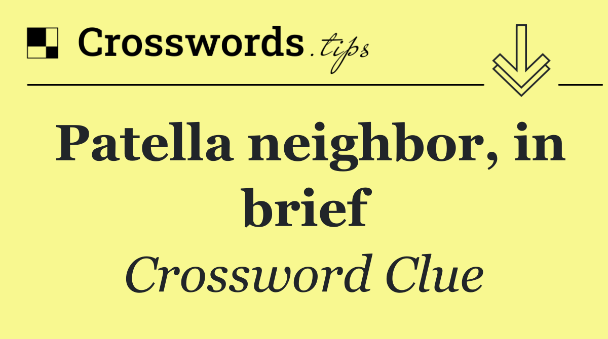 Patella neighbor, in brief