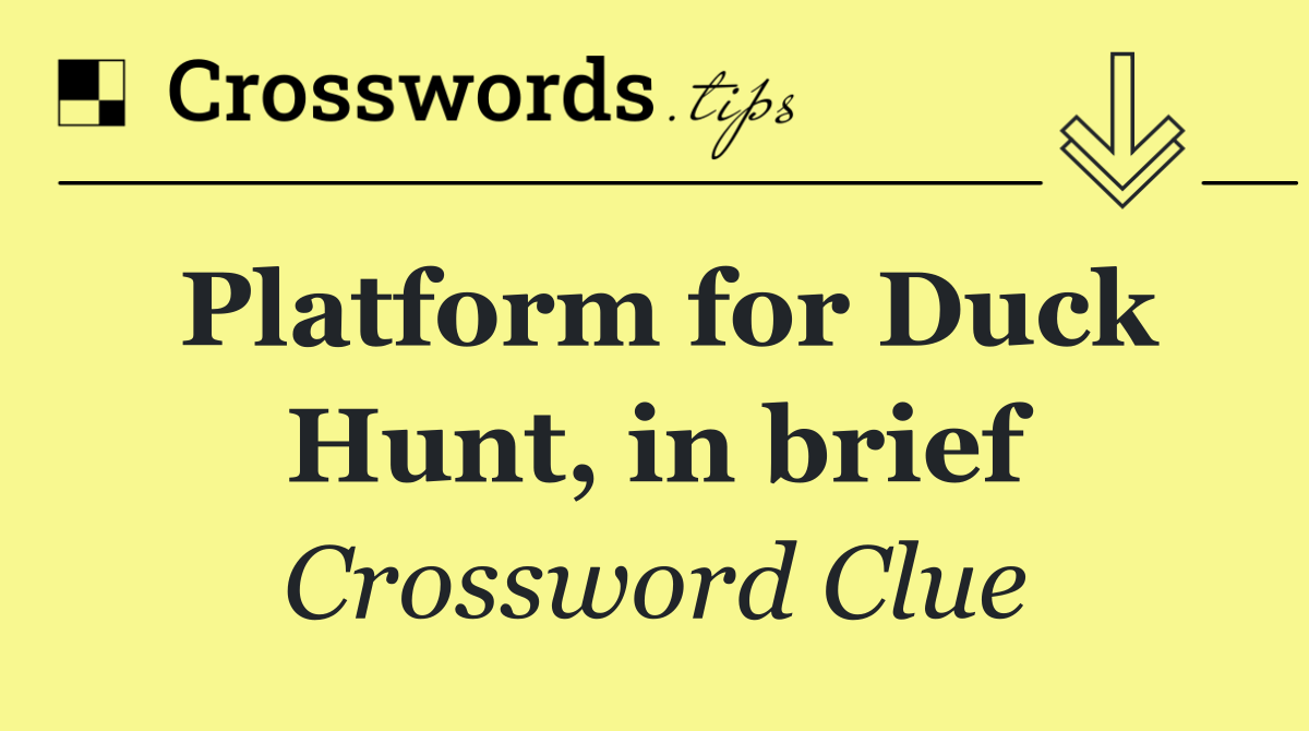 Platform for Duck Hunt, in brief