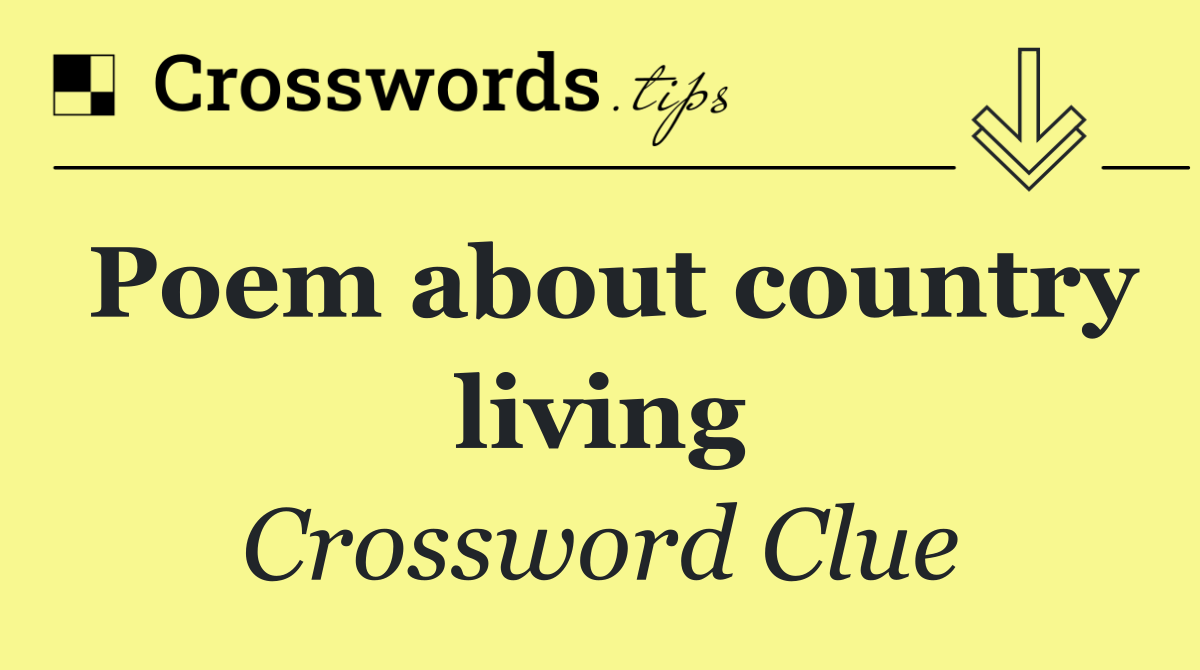 Poem about country living