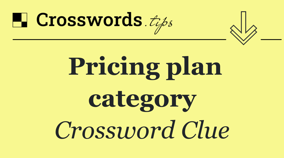 Pricing plan category