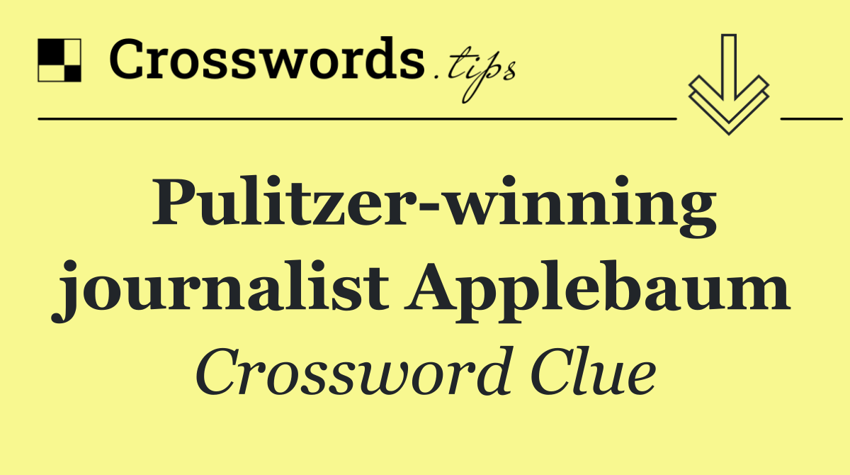 Pulitzer winning journalist Applebaum
