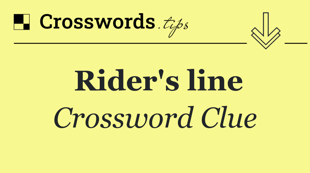 Rider's line