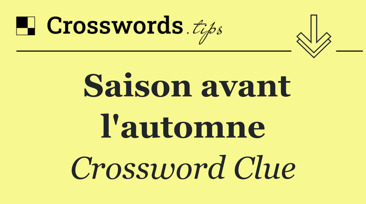 Saison avant l'automne