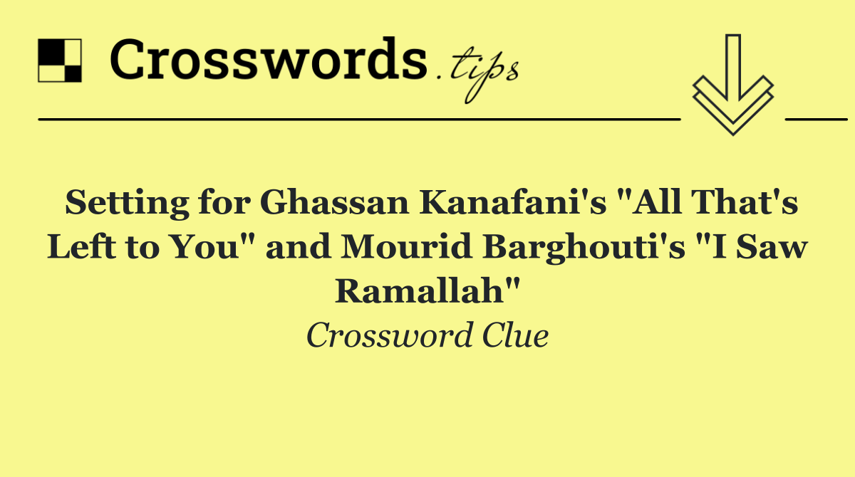 Setting for Ghassan Kanafani's "All That's Left to You" and Mourid Barghouti's "I Saw Ramallah"