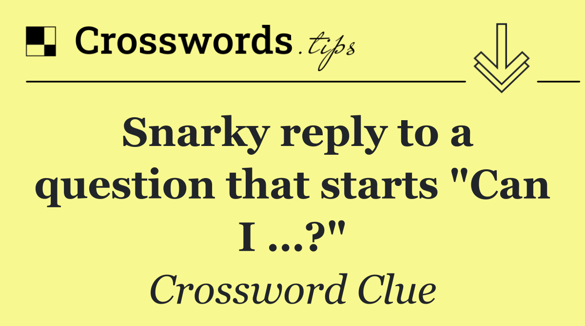 Snarky reply to a question that starts "Can I …?"