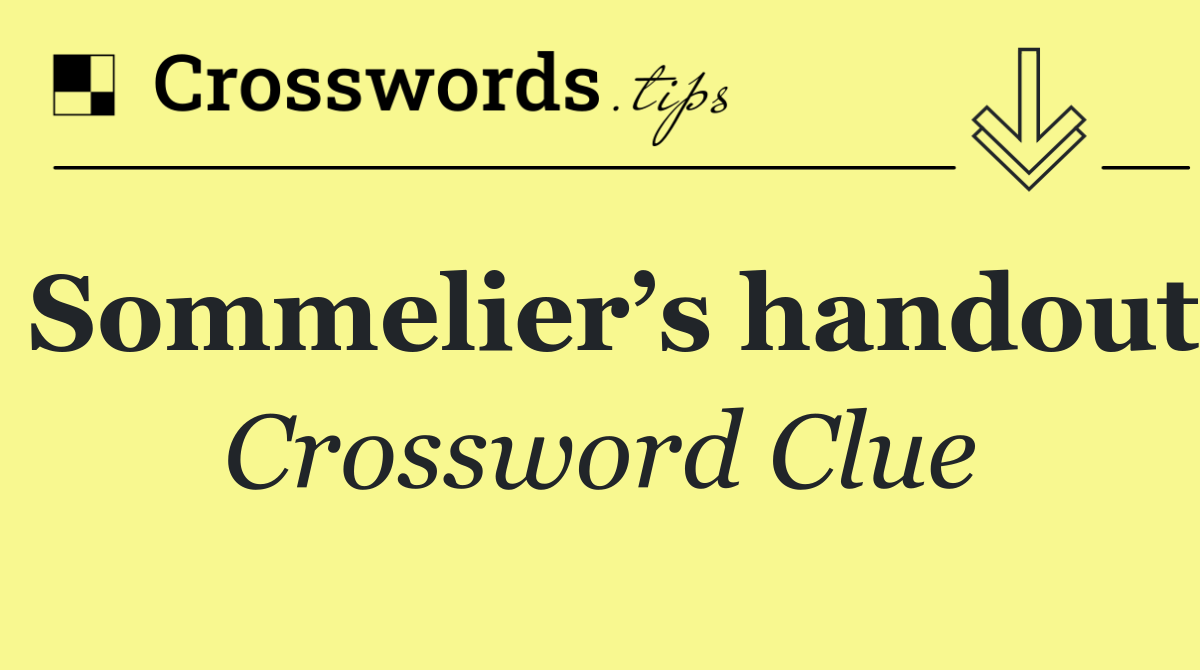 Sommelier’s handout