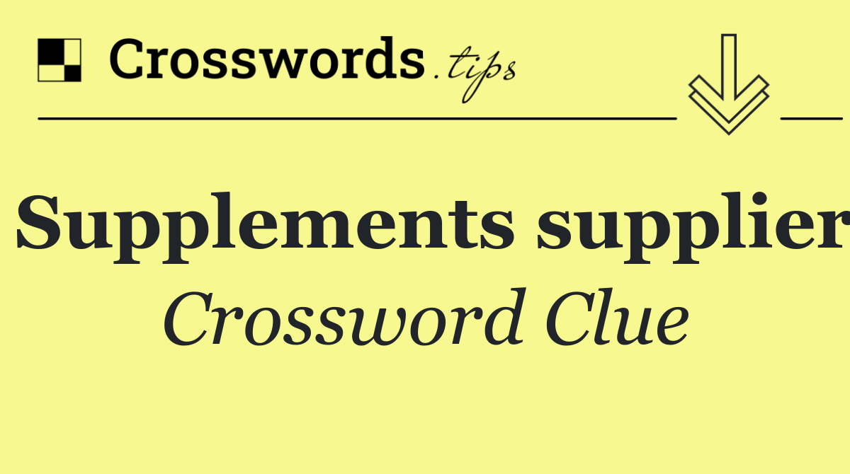 Supplements supplier