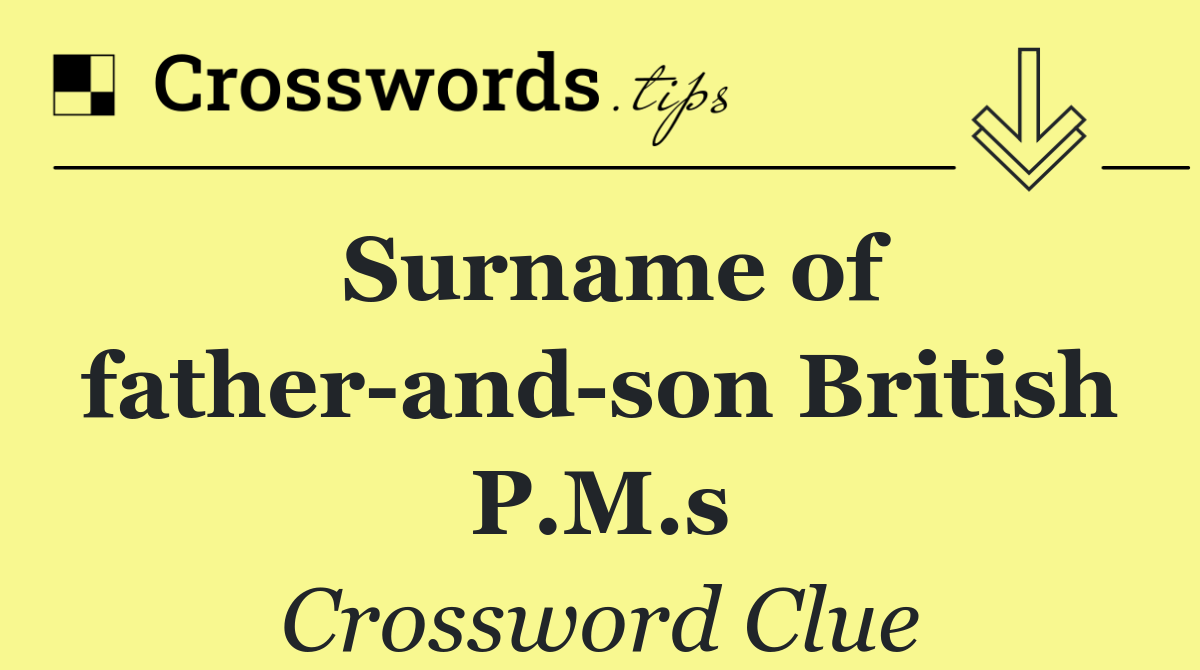 Surname of father and son British P.M.s