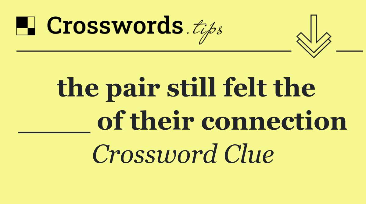 the pair still felt the ____ of their connection