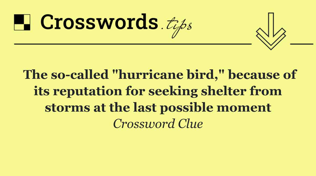 The so called "hurricane bird," because of its reputation for seeking shelter from storms at the last possible moment