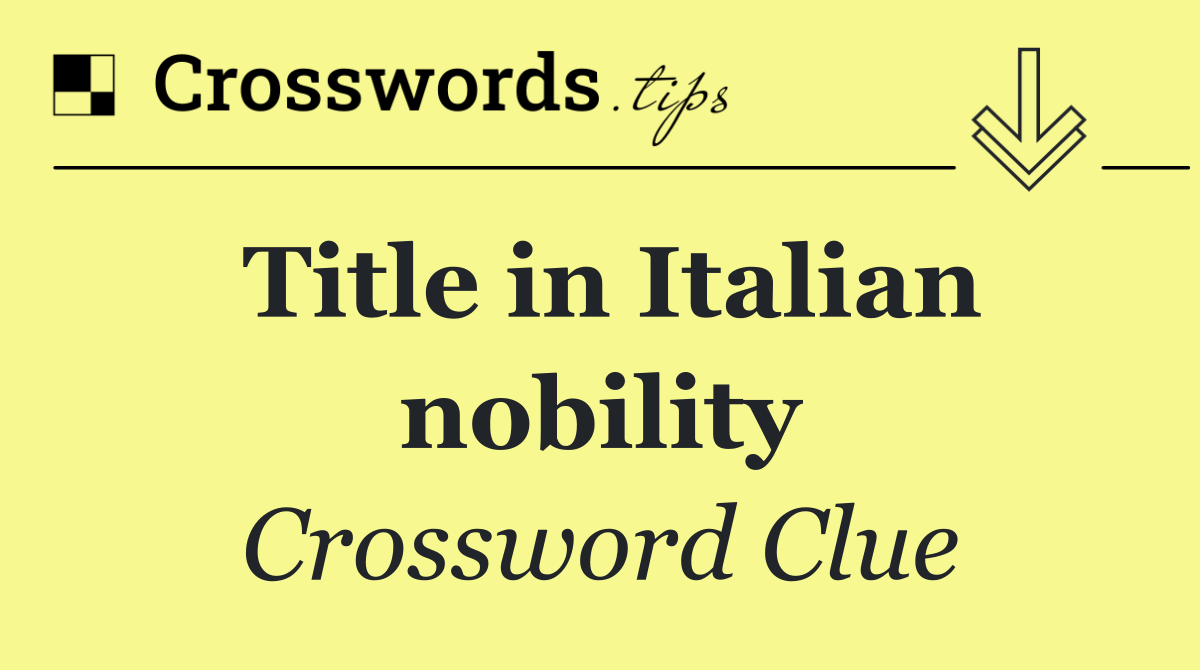 Title in Italian nobility