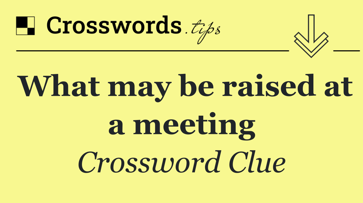 What may be raised at a meeting