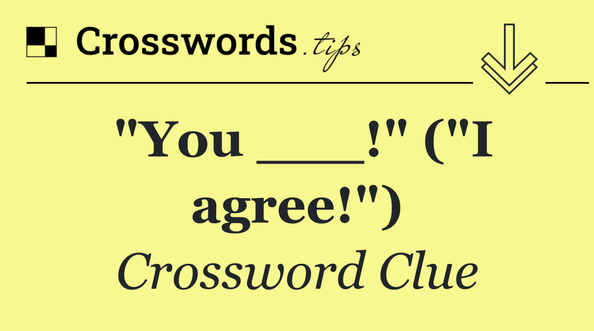 "You ___!" ("I agree!")