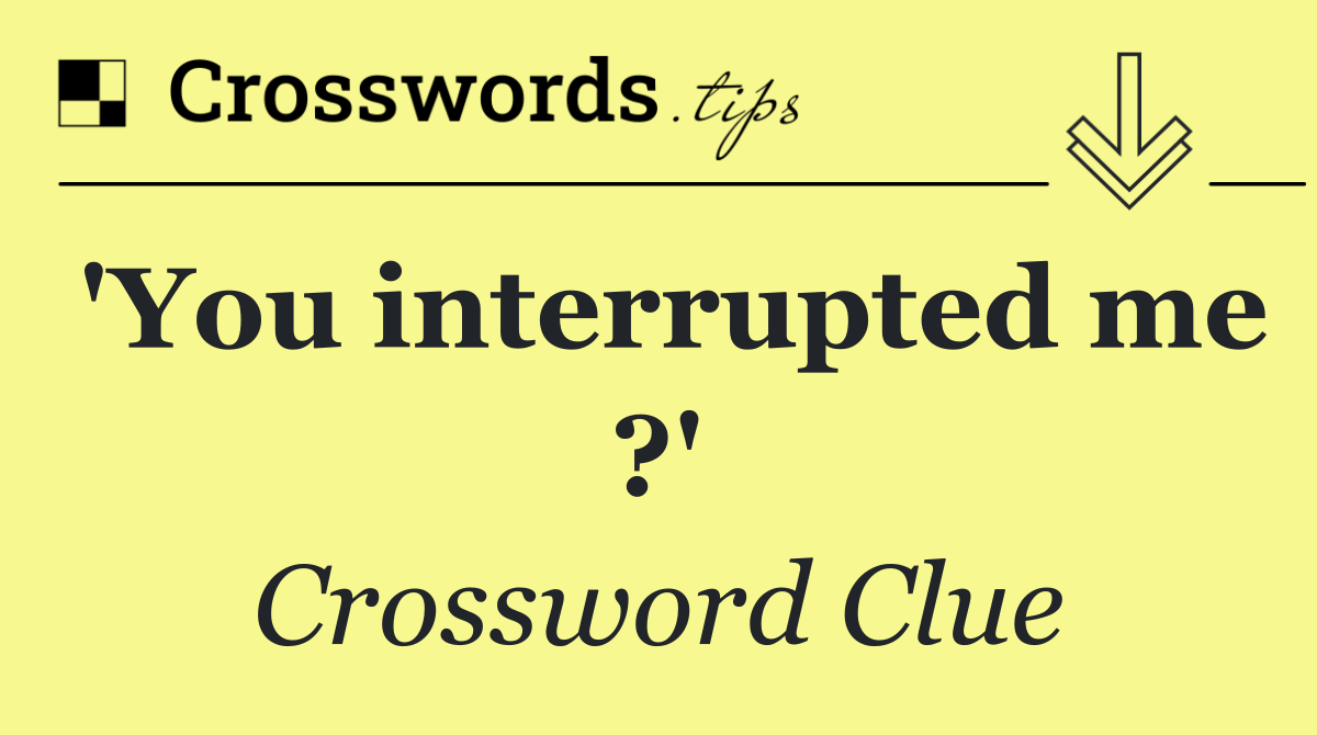 'You interrupted me ?'