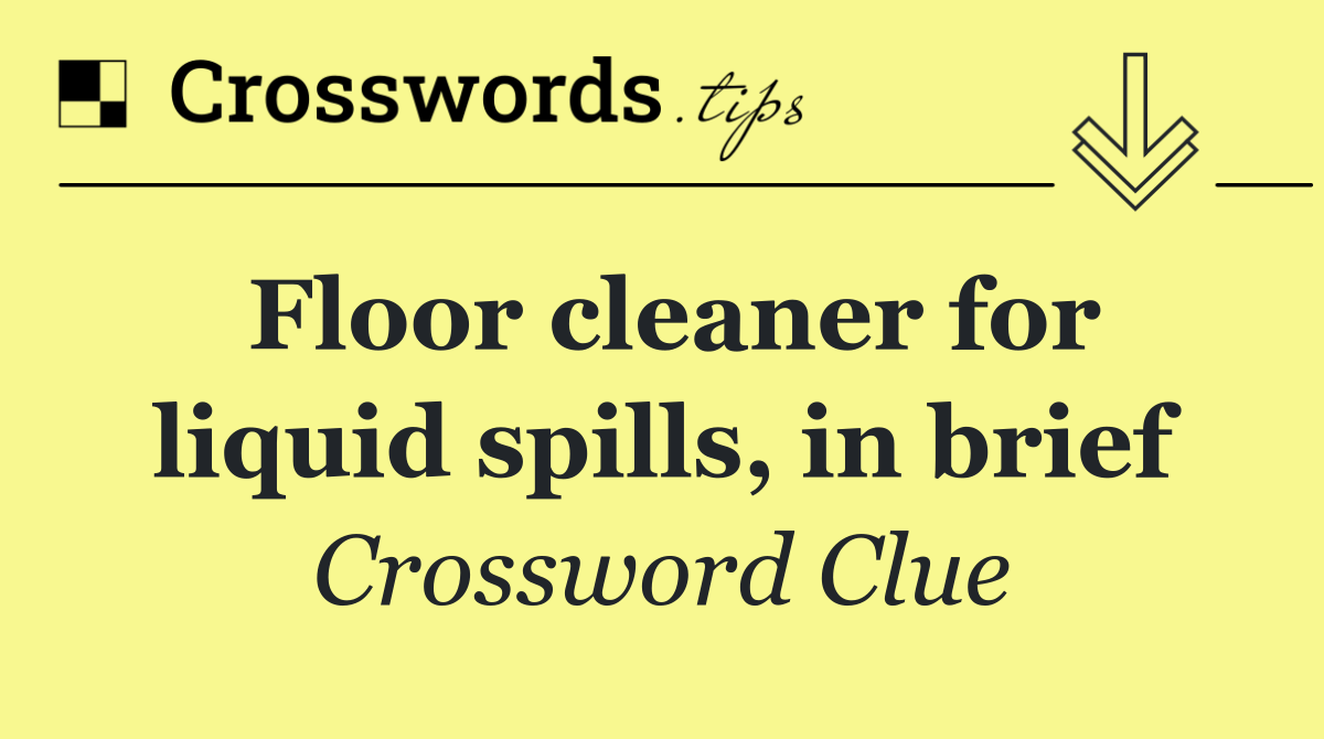 Floor cleaner for liquid spills, in brief