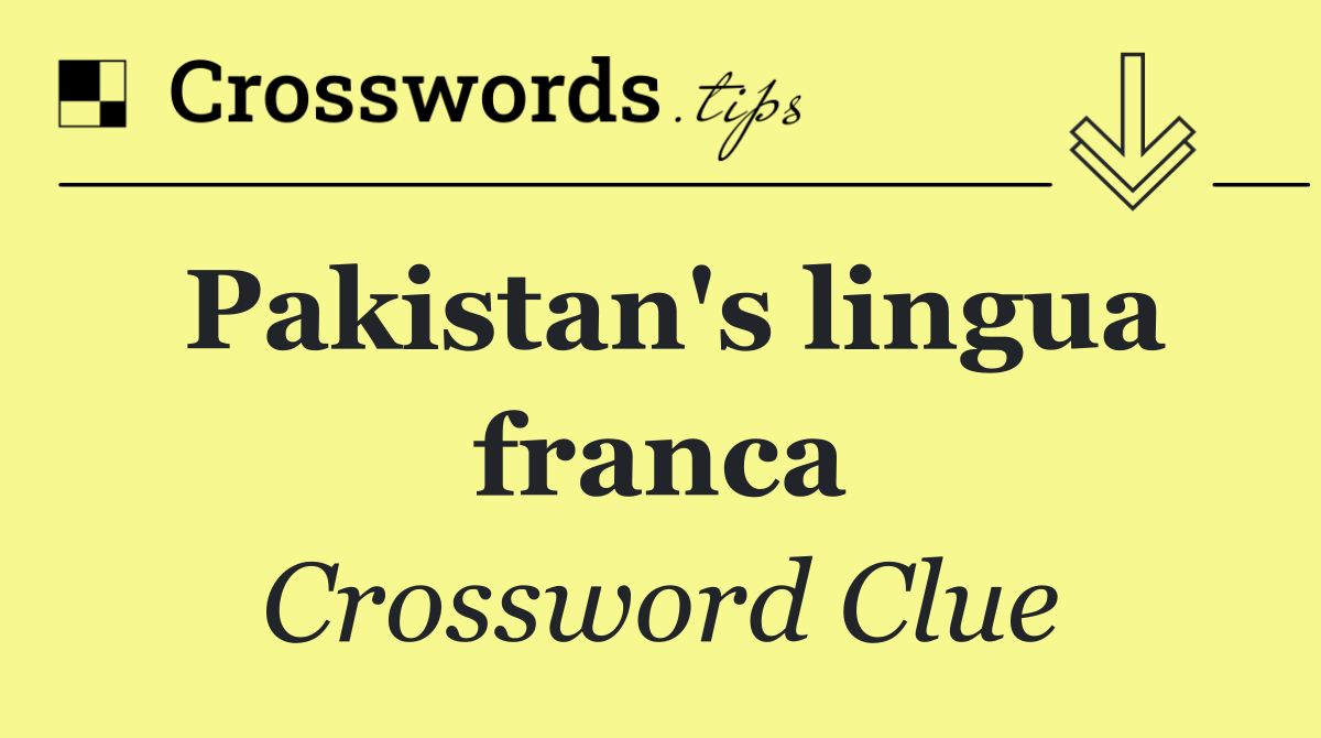 Pakistan's lingua franca