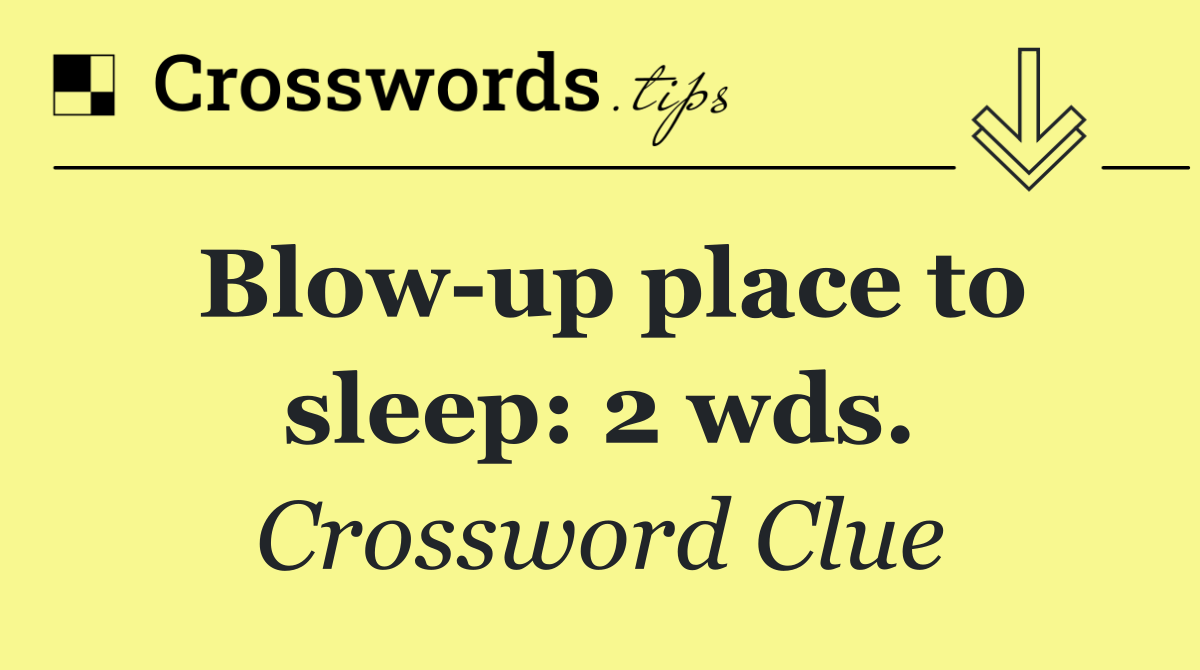 Blow up place to sleep: 2 wds.