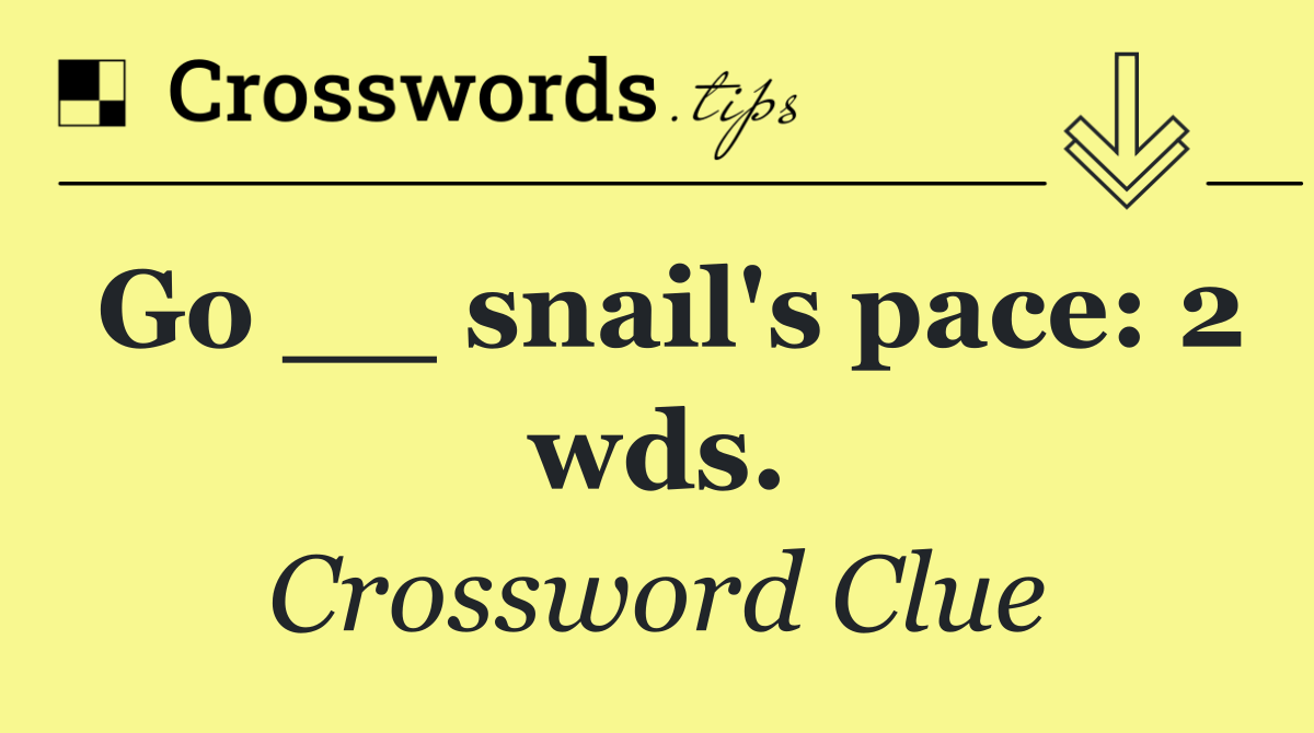 Go __ snail's pace: 2 wds.