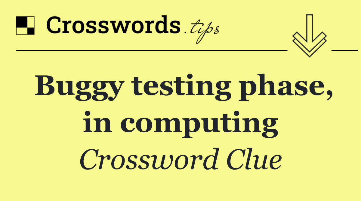 Buggy testing phase, in computing