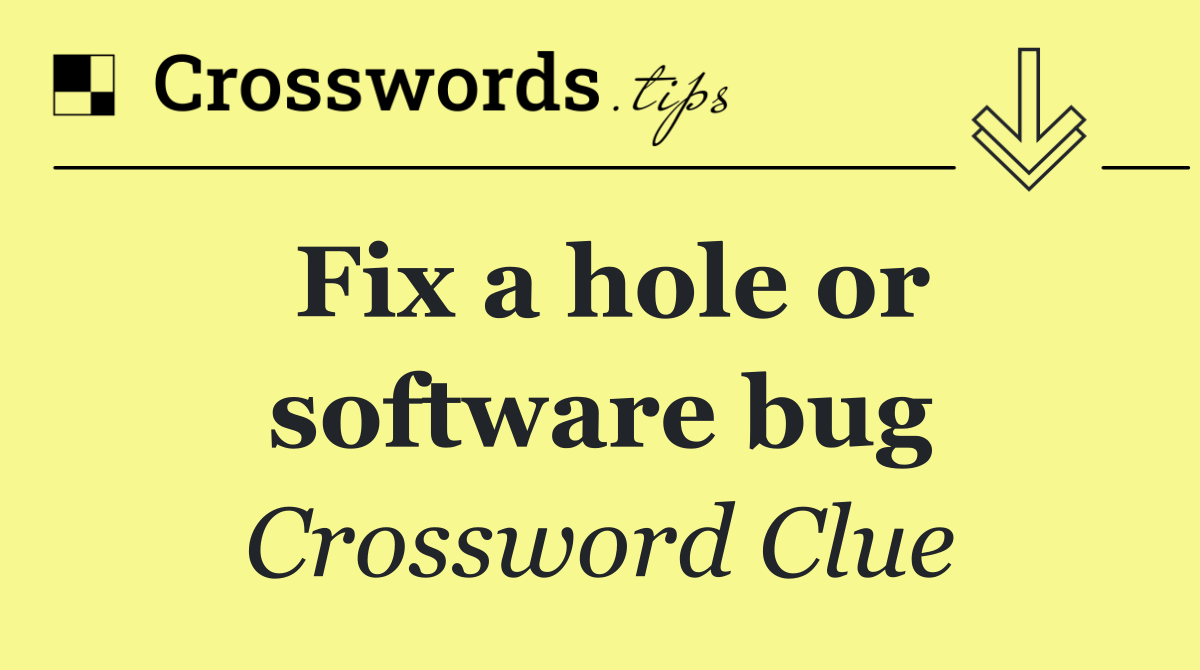 Fix a hole or software bug