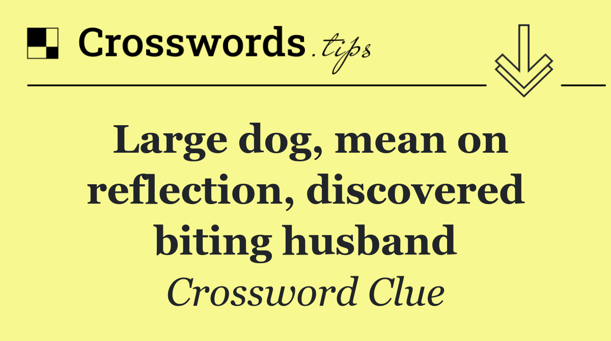 Large dog, mean on reflection, discovered biting husband